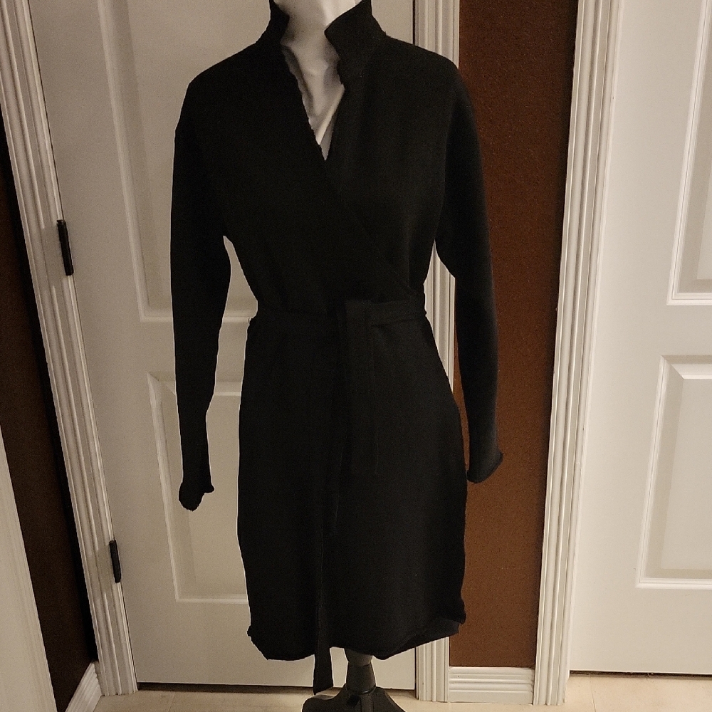 Frank And Eileen Black Wrap Belted Women's Dress